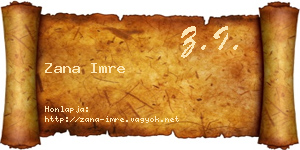 Zana Imre névjegykártya